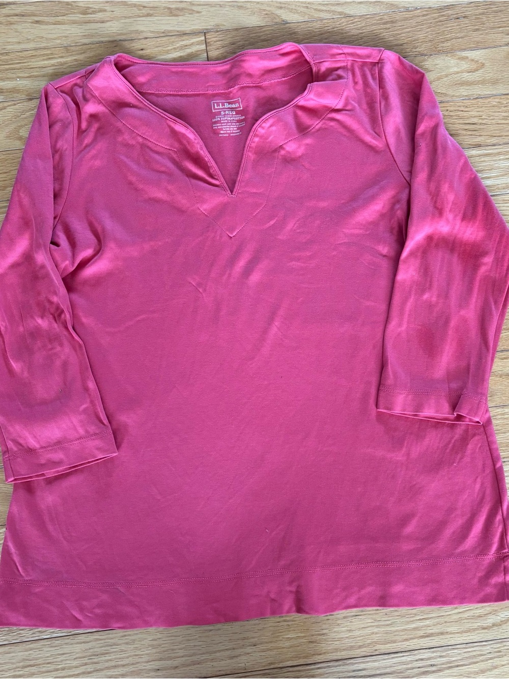 L.L.Bean Women's Pima Cotton Tunic, Three-Quarter-Sleeve Splitneck.